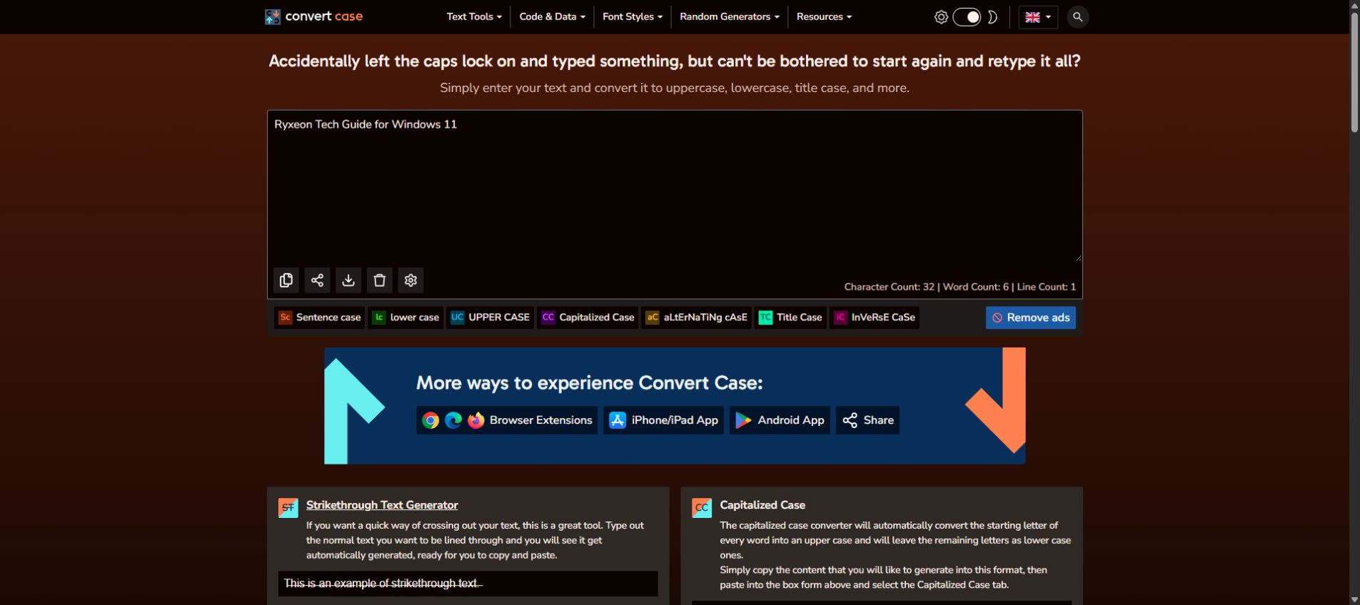 Convert Caseで英語タイトルをTitle Caseへ変換し、RyXeonがRyxeonになった画面